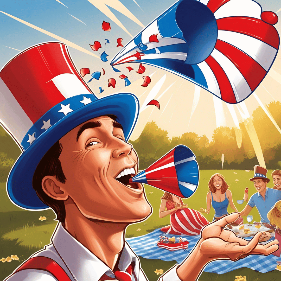 Hero New A man in patriotic hat blowing up fireworks.